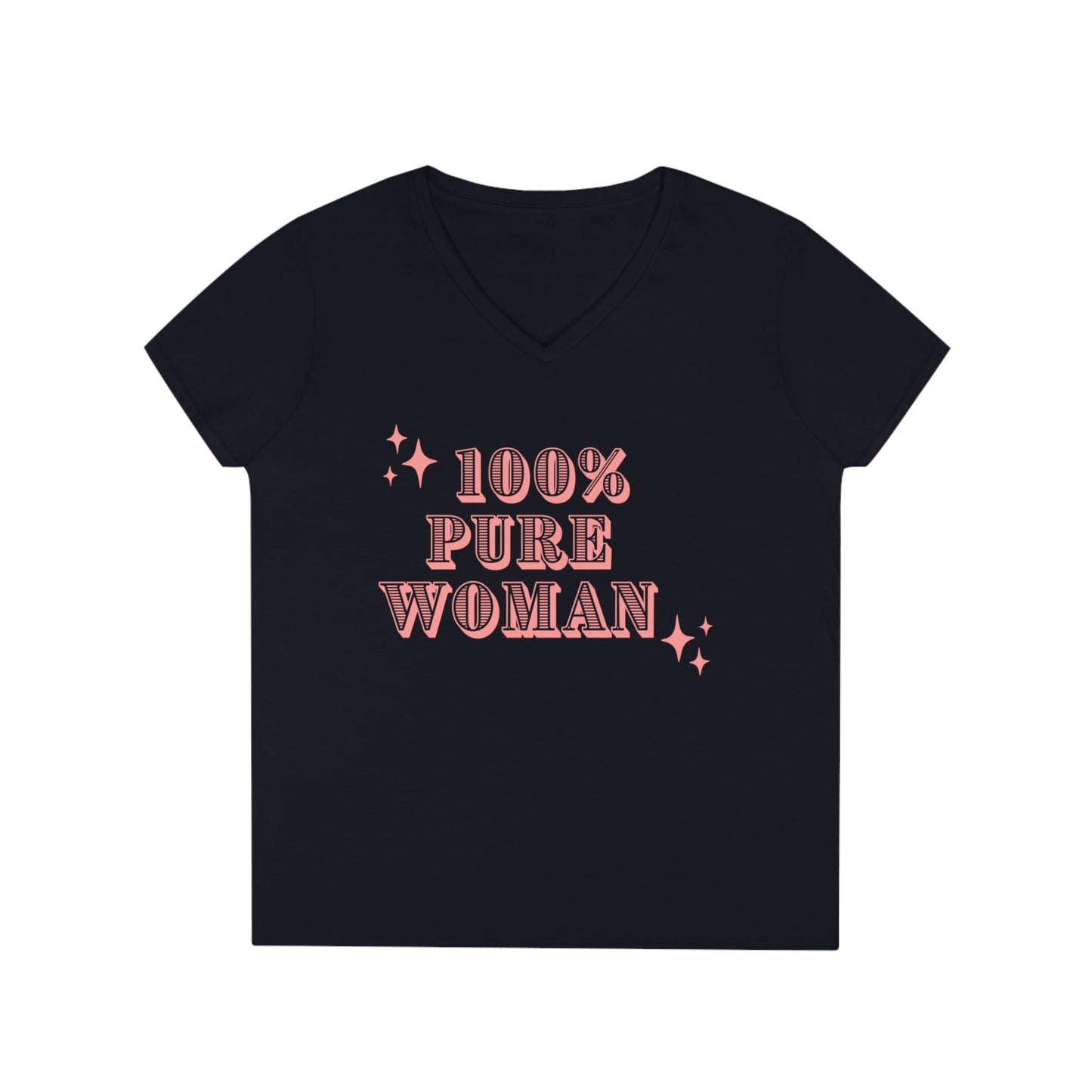 "100% Pure Woman" Ladies' V-Neck T-Shirt