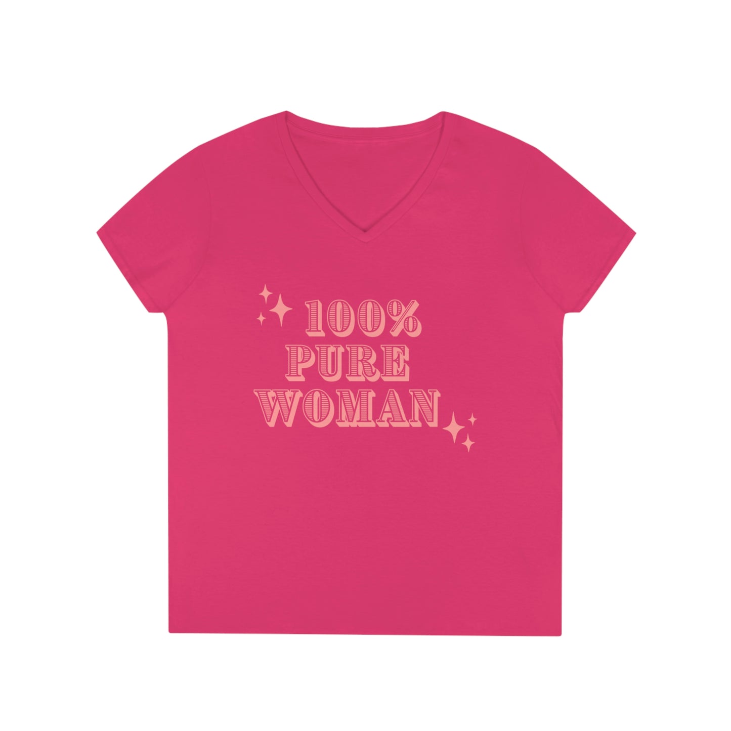 "100% Pure Woman" Ladies' V-Neck T-Shirt