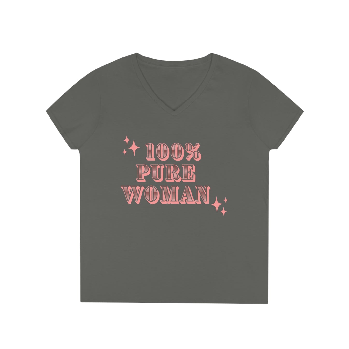 "100% Pure Woman" Ladies' V-Neck T-Shirt